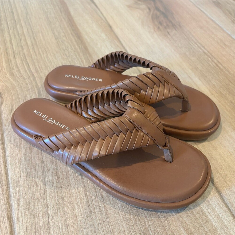 Kelsi Dagger Brooklyn Tidal Thong Flip Flop Sandals Brown Womens Size 8